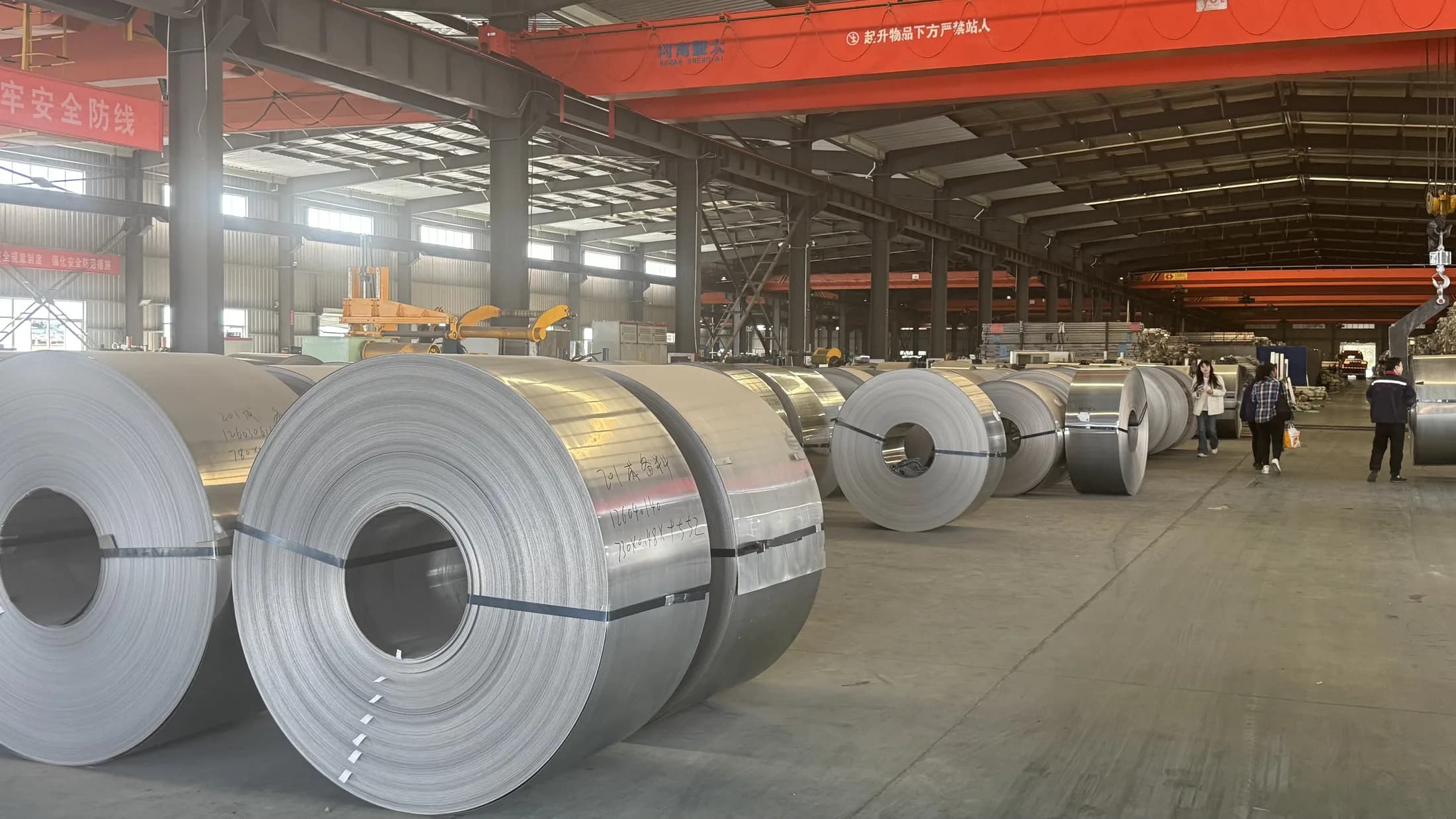 Stainless steel coils inside the Ruixing workshop
